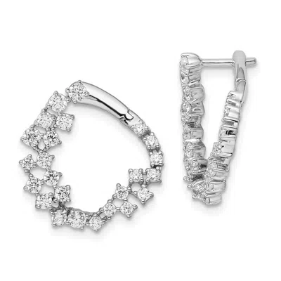 Diamond2deal 14k White Gold 1 1/2 Ct Lab Grown Diamond Fancy Hoop Earrings Vs Clarity, D-e Color In Multi