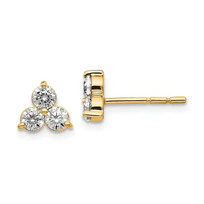 Diamond2deal 3/4 Ct Lab Grown Diamond 3 Stone Stud Earrings 14k Gold V-s, D-e In White
