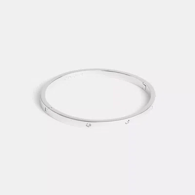 Coach Outlet Stone Hinged Bangle In Silver