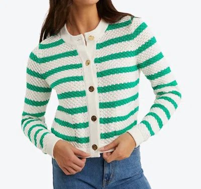 Draper James Rita Crewneck Cardigan In Magnolia White In Multi