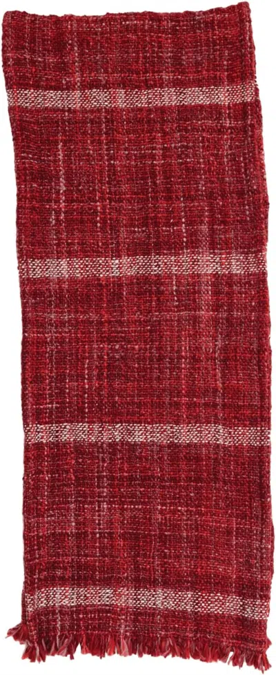 Creative Co-op Woven Wool Table Runner In Burgundy
