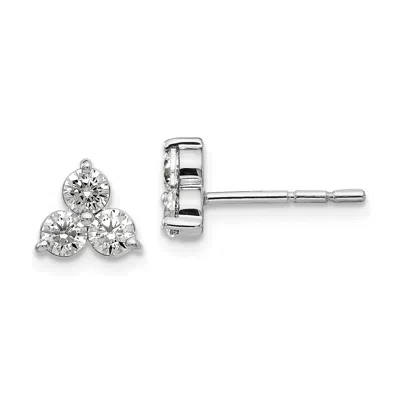 Diamond2deal 3/4 Ct Lab Grown Diamond 3 Stone Stud Earrings 14k Gold V-s, D-e In Yellow