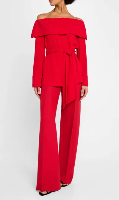 Trina Turk Tavia High-rise Wide-leg Pants In Red