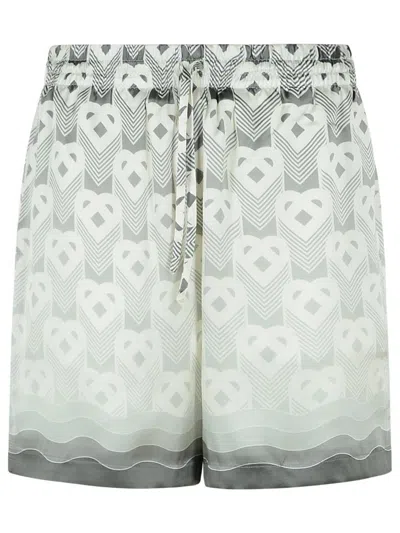 Casablanca Silk Bermuda Shorts Geometric Pattern In Grey