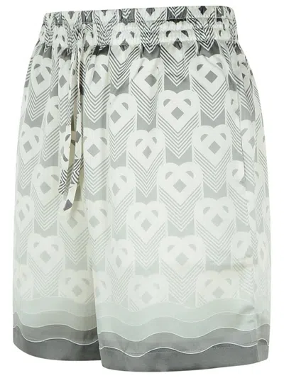 Casablanca Silk Bermuda Shorts Geometric Pattern In Grey
