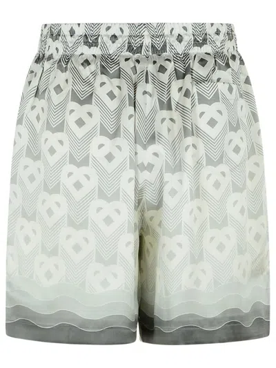 Casablanca Silk Bermuda Shorts Geometric Pattern In Grey