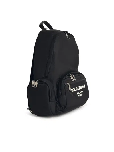 Dolce & Gabbana Black Nylon Blend Backpack Men In Black