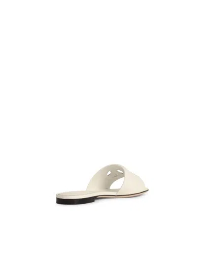 Dolce & Gabbana Leather Dg Millennials Slides In White