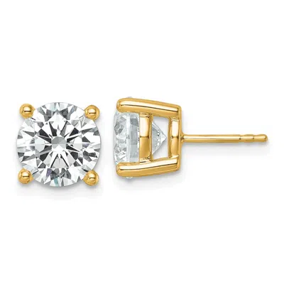 Diamond2deal 14k Yellow Gold 6 Ct Round Lab Grown Diamond Stud Earrings Vs Clarity, G-h Color In White