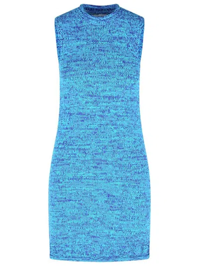Jw Anderson Knit Texture Mini Length Dress In Blue