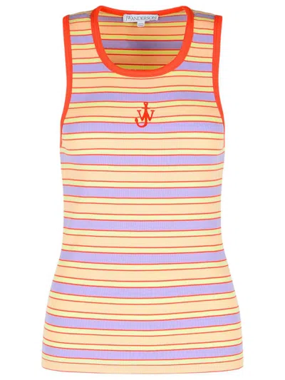 Jw Anderson Multicolor Contrast Trim Striped Tank Top In Pink