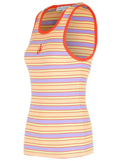 Jw Anderson Multicolor Contrast Trim Striped Tank Top In Pink
