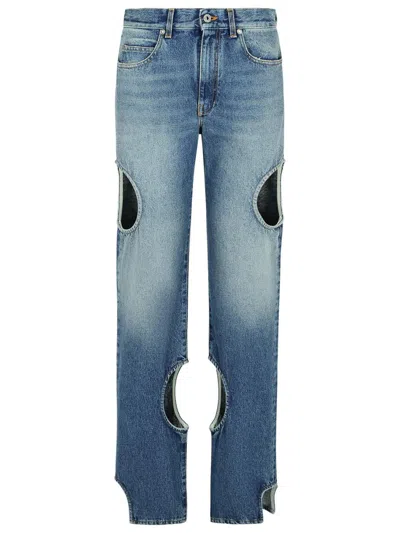 Off-white Meteor Cut-out Straight-leg Jeans In Blue