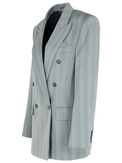 Sportmax Merlot Grey Virgin Wool Blend Blazer In Grey