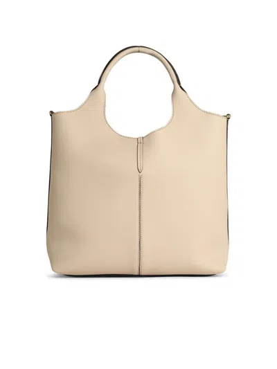 Tod's Small Leather Shopping Bag In White