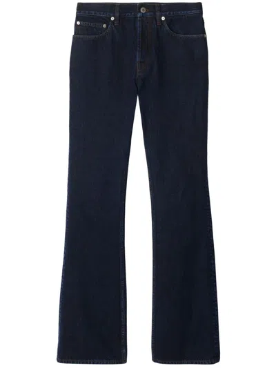 Burberry Straight Leg Trousers Contrast Stitching In Blue