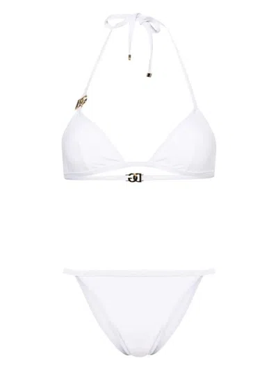 Dolce & Gabbana Logo-plaque Triangle-cup Bikini In White