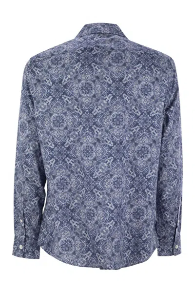 Brunello Cucinelli Patterned Curved Hem Shirt