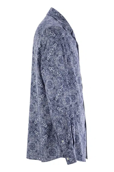 Brunello Cucinelli Patterned Curved Hem Shirt