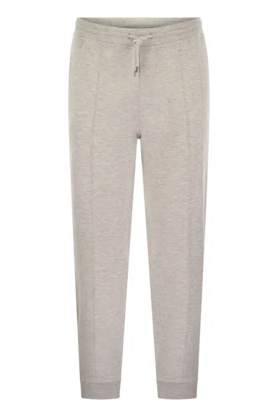 Brunello Cucinelli Men's Pearl Grey Cotton Fleece Trousers
