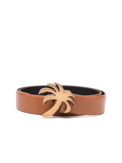 Palm Angels Palm Tree-buckle Leather Belt
