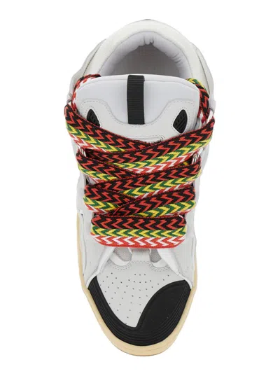 LANVIN 'CURB' SNEAKERS WITH MULTICOLOR LACES IN LEATHER WHITE UNISEX 