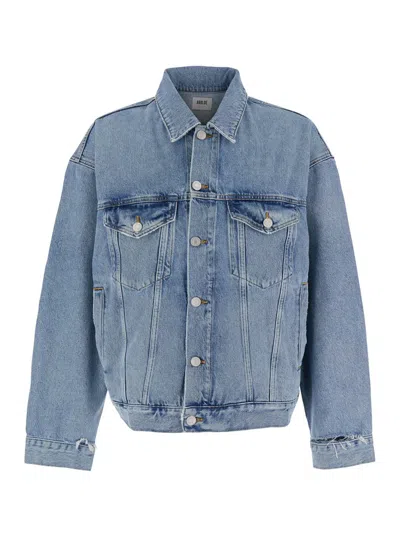 Agolde 'stefano' Light Blue Jacket With Classic Collar In Blue