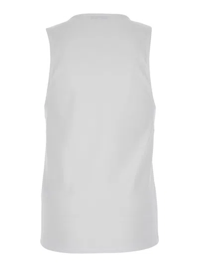 Jw Anderson White Sleeveless Top With Logo Embroidery On The Front In White