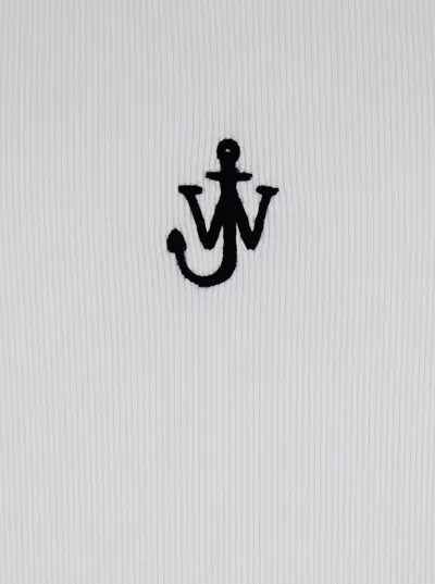 Jw Anderson White Sleeveless Top With Logo Embroidery On The Front In White