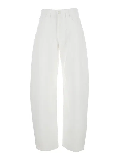 Pinko 'eloise' White Jeans With Belt Loops And Logo Patch On The Rear In White