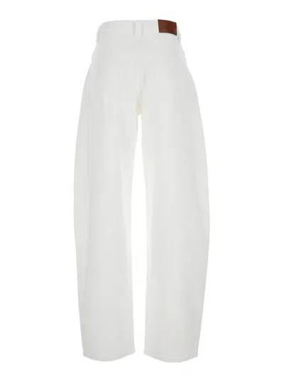 Pinko 'eloise' White Jeans With Belt Loops And Logo Patch On The Rear In White