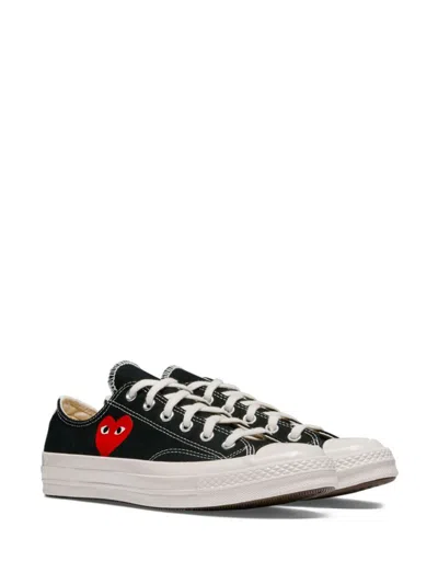 Comme Des Garçons Play Black Low-top Converse With Red Heart Sneakers Black In Black