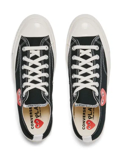 Comme Des Garçons Play Black Low-top Converse With Red Heart Sneakers Black In Black