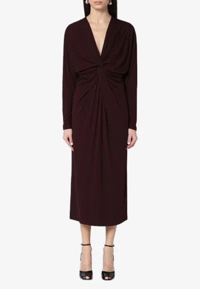 Anine Bing Mathilde Dress With Burgundy Draping In Burgundy