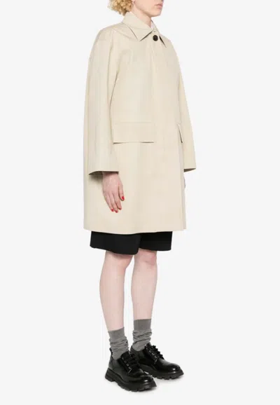 Thom Browne Double-breasted Raincoat In Beige