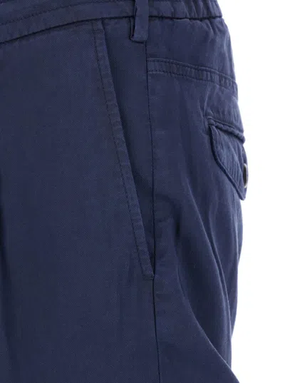 Eleventy Blue Pants With Drawstring Elastic Waist And Logo Patch On The Rear In Blue