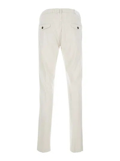 Eleventy White Pants With Elastic Drawstring Waist And Tapered Leg In Cotton Blend Stretch Woman In Grey