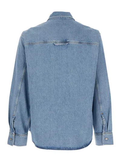 Agolde Light Blue Shirt With Classic Collar In Denim Man In Blue