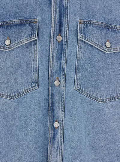 Agolde Light Blue Shirt With Classic Collar In Denim Man In Blue