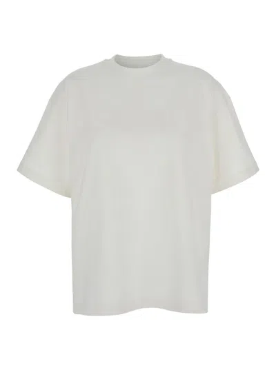Jil Sander White Crewneck T-shirt With Tonal Logo Print On The Front In White