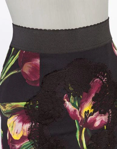 Shop Dolce & Gabbana Printed Charmeuse Fishtail Skirt In Black
