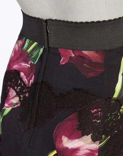 Shop Dolce & Gabbana Printed Charmeuse Fishtail Skirt In Black
