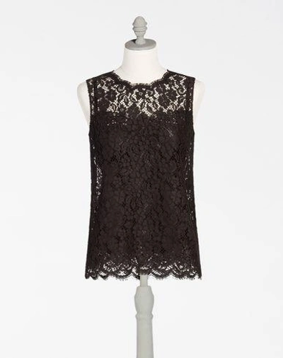 Shop Dolce & Gabbana Cord Lace Sleeveless Top In Black