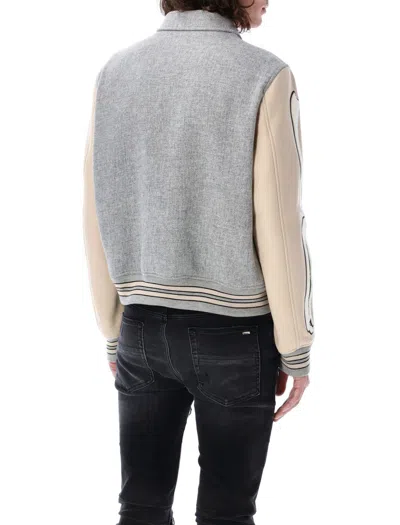 Amiri Contrasting-sleeve Bomber Jacket In Grey