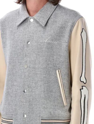 Amiri Contrasting-sleeve Bomber Jacket In Grey