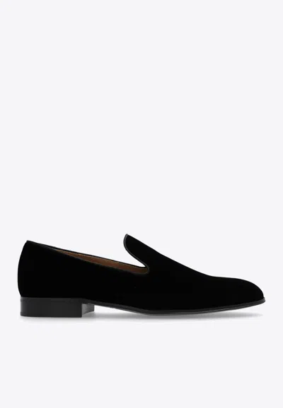 Gianvito Rossi Jean Velvet Loafers In Black