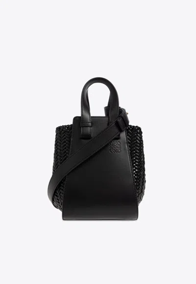 Loewe Hammock Compact Leather Shoulder Bag In Black