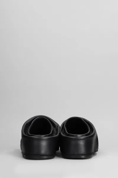 Attico Black Leather Mules In Black