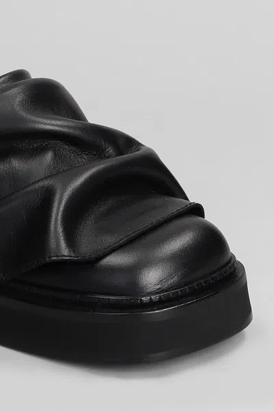 Attico Black Leather Mules In Black