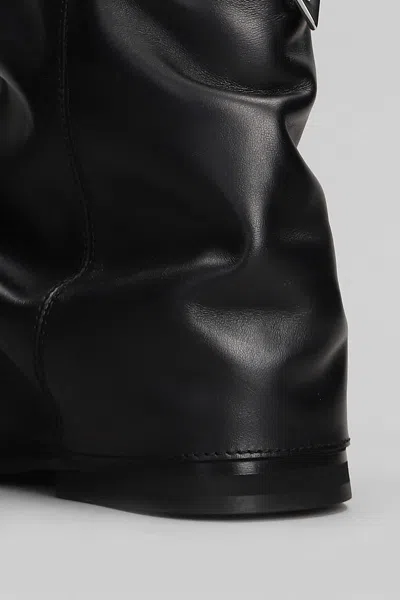 Attico 'mini Robin' Black Ankle Boots With Logo Plaque On The Rear And Pull-tab At The Heel In Black